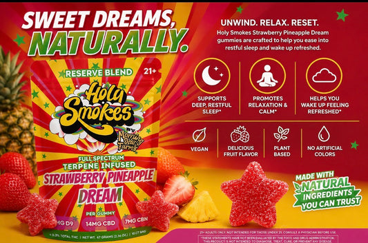 Strawberry Pineapple Dream Gummies, Reserve Blend, Holy Smokes