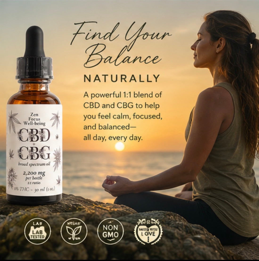 Balanced CBD CBG Oil - (40mg CBD + 40mg CBG)