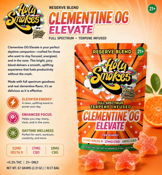 Clementine OG Elevate, Reserve Blend Gummies, Holy Smokes