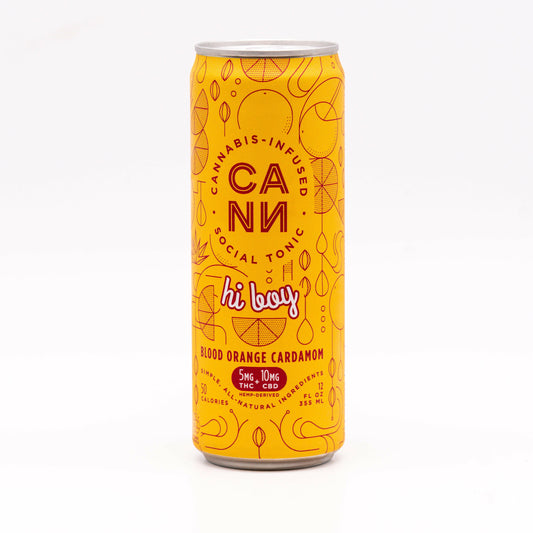 Cann Hi-Boy Blood Orange 5mg Delta Blend Seltzer.