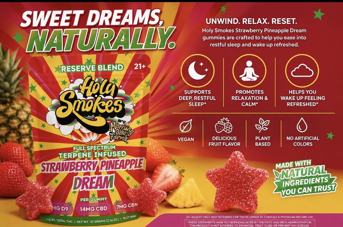 Strawberry Pineapple Dream Gummies, Reserve Blend, Holy Smokes