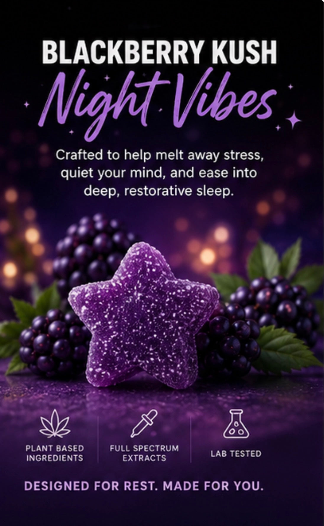 Blackberry Kush Relax Gummies, Reserve Blend, Holy Smokes