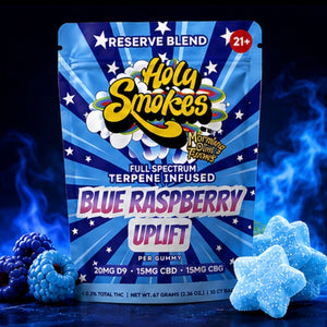 Blue Raspberry Uplift, Reserve Blend Gummies, Holy Smokes