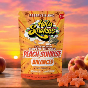 Peach Sunrise Balanced Gummies, Reserve Blend, Holy Smokes