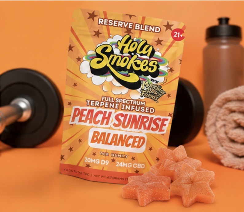 Peach Sunrise Balanced Gummies, Reserve Blend, Holy Smokes