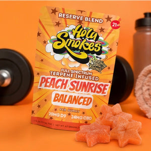 Peach Sunrise Balanced Gummies, Reserve Blend, Holy Smokes