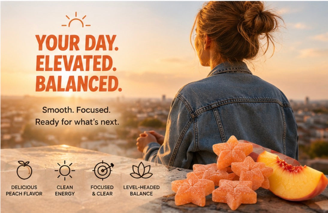 Peach Sunrise Balanced Gummies, Reserve Blend, Holy Smokes