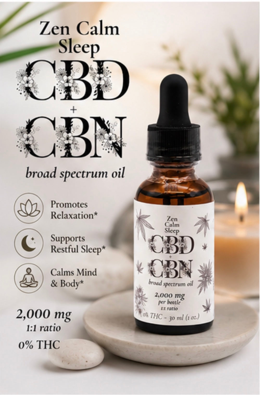 Zen Calm Sleep CBD + CBN Broad Spectrum Oil