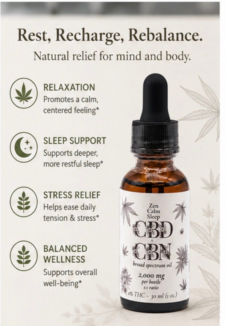 Zen Calm Sleep CBD + CBN Broad Spectrum Oil