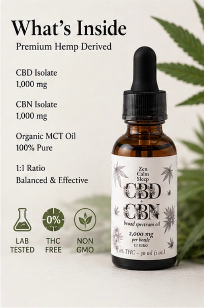 Zen Calm Sleep CBD + CBN Broad Spectrum Oil