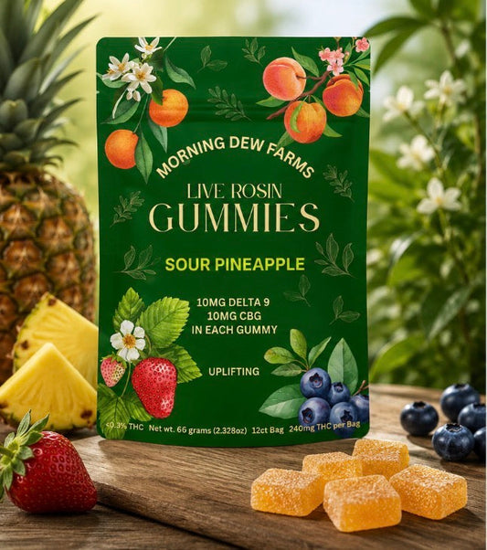 Live Rosin Sour Pineapple 10mg Delta-9 Gummies 12 Ct