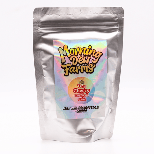 image of Trop Cherry 1oz THCA Flower packaged 